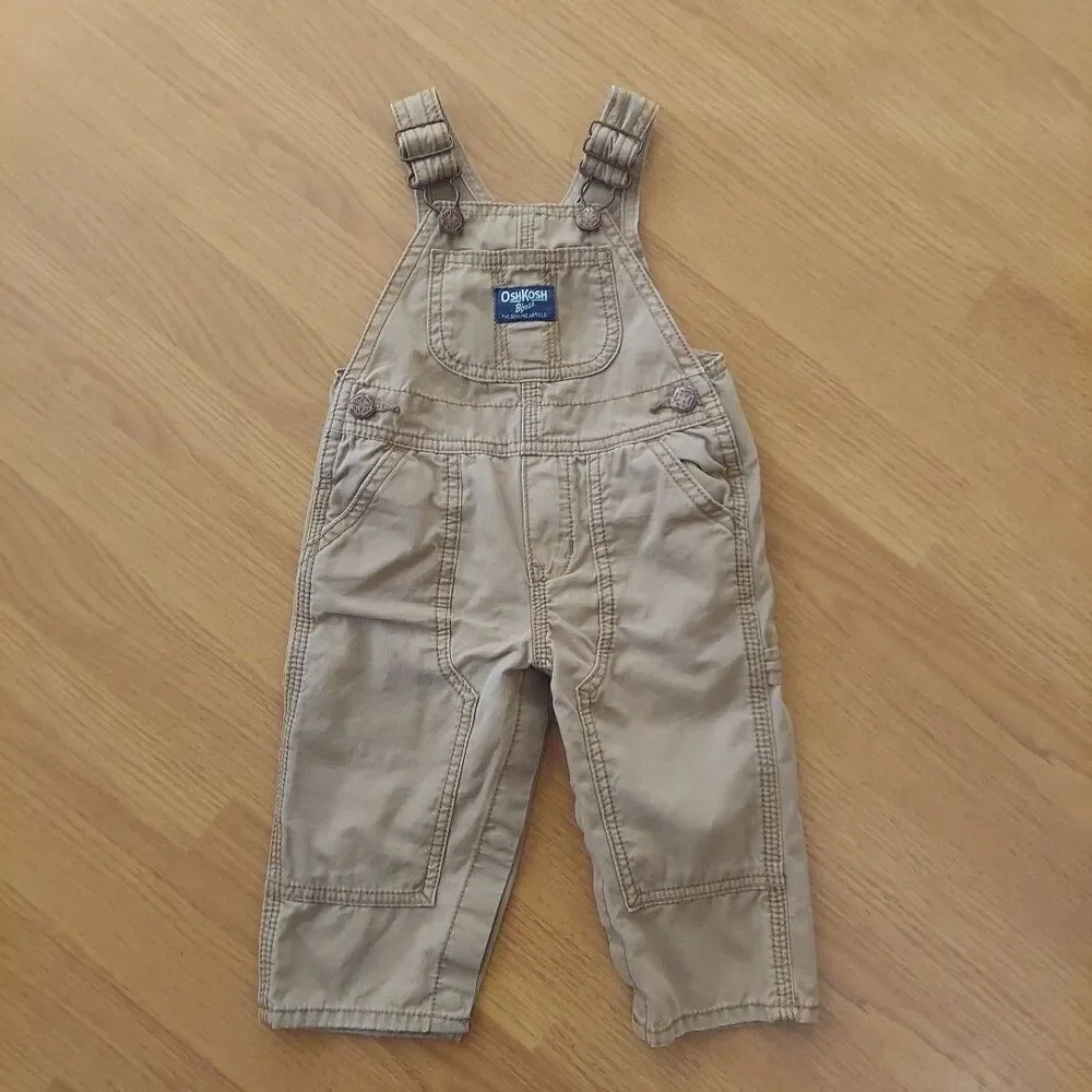 Oshkosh B'gosh Baby Overalls Khaki Gender Neutral Sz 9 Months